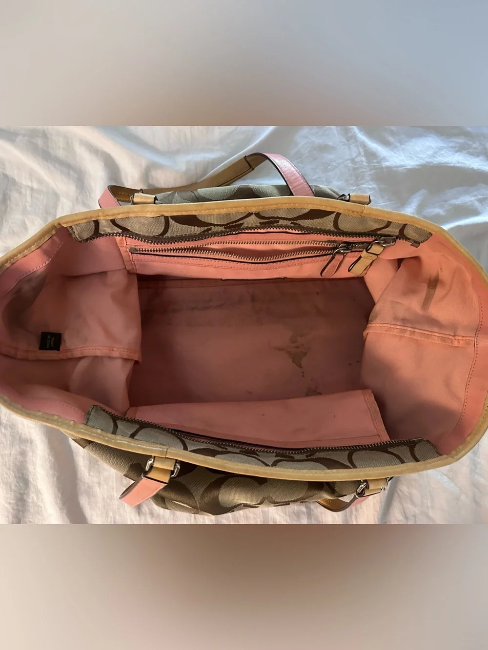 Khaki Signature Canvas with Pink Patent Leather Trim (Circa 2010)